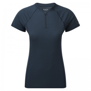 Montane Dart Nano Zip T-Shirt Dame Mørkeblå | 1685402-CG