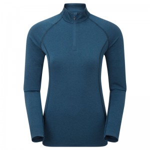 Montane Dart Thermo Zip Neck T-Shirt Dame Blå | 9062531-QX