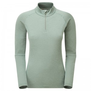 Montane Dart Zip Neck T-Shirt Dame Grøn | 0618759-DG