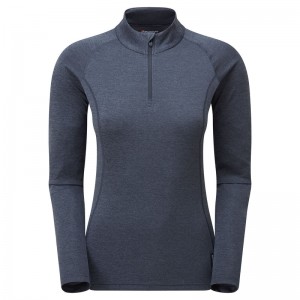 Montane Dart Zip Neck T-Shirt Dame Mørkeblå | 5201348-HD