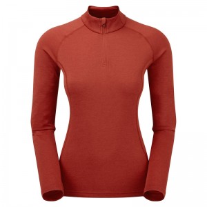 Montane Dart Zip Neck T-Shirt Dame Orange | 6142759-YF