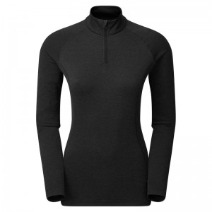 Montane Dart Zip Neck T-Shirt Dame Sort | 2698734-WU