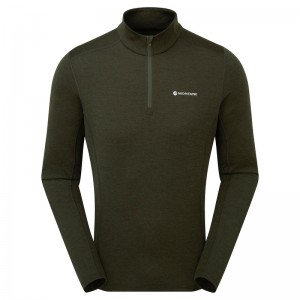 Montane Dart Zip Neck T-Shirt Herre Mørkegrøn | 1063479-LR