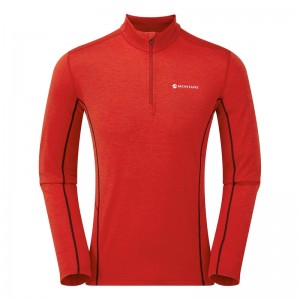 Montane Dart Zip Neck T-Shirt Herre Rød | 1538297-PV