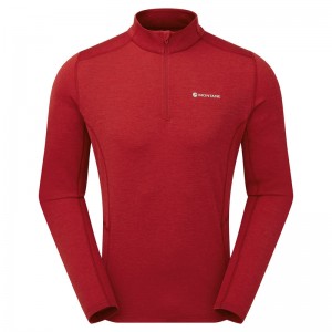 Montane Dart Zip Neck T-Shirt Herre Rød | 8906274-CR