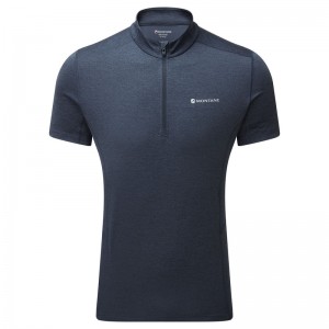 Montane Dart Zip T-Shirt Herre Mørkeblå | 5918276-XL