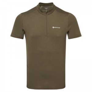 Montane Dart Zip T-Shirt Herre Mørkegrøn | 3894267-EL