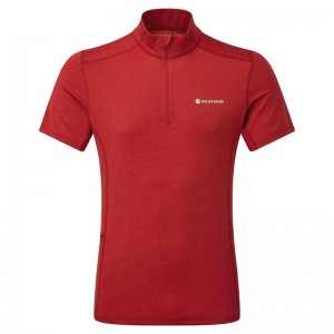 Montane Dart Zip T-Shirt Herre Rød | 9856240-HM