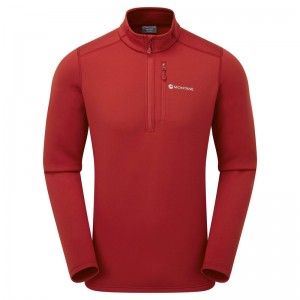 Montane Fury Fleece Zip Pull-On Sweatshirts Herre Rød | 6427931-QV