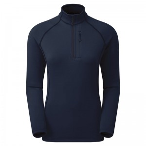 Montane Fury Fleece Zip Pull-On Sweatshirts Dame Mørkeblå | 7358041-LB