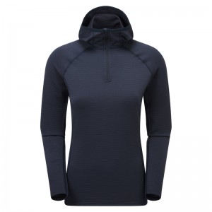 Montane Protium Lite Pull On Fleece Hættetrøje Dame Mørkeblå | 1506834-FR