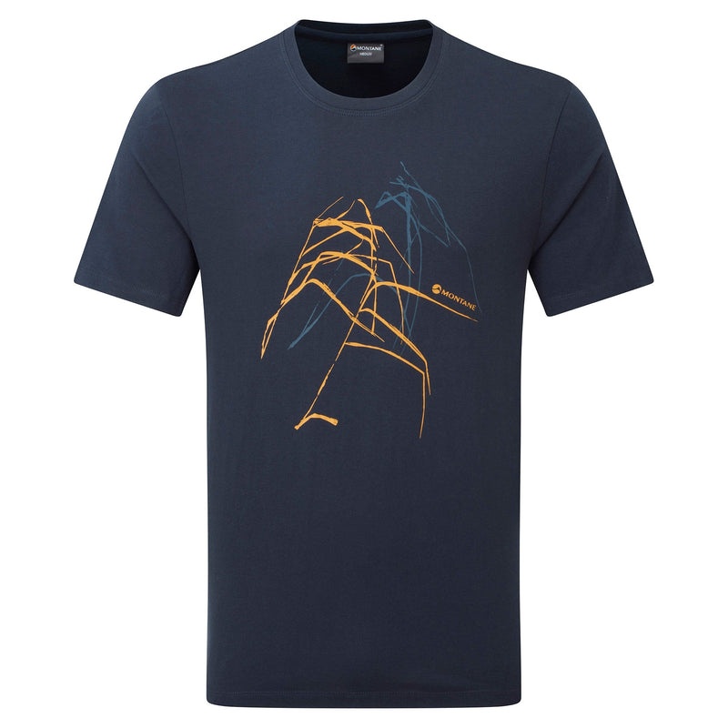 Montane Abstract Mountain T-Shirt Herre Mørkeblå | 6502914-LZ