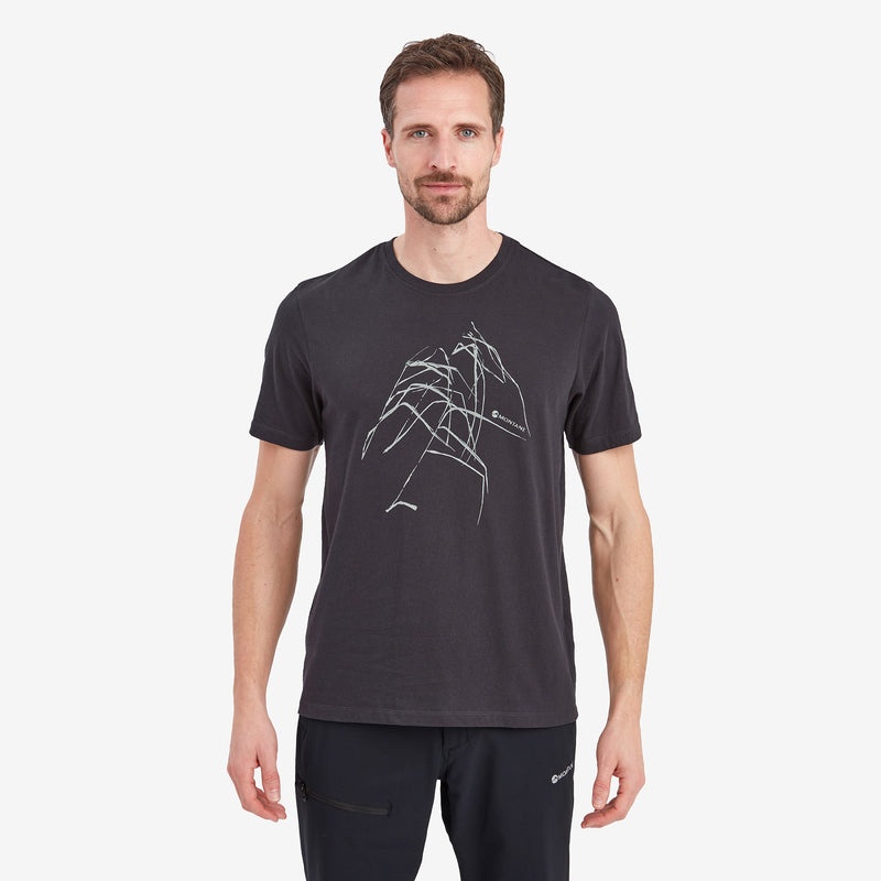 Montane Abstract Mountain T-Shirt Herre Sort | 5410762-DQ