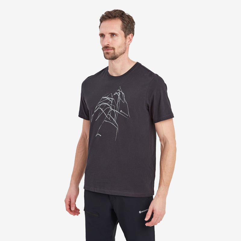 Montane Abstract Mountain T-Shirt Herre Sort | 5410762-DQ