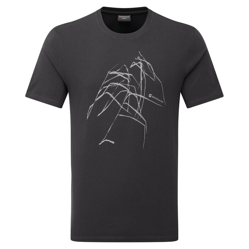 Montane Abstract Mountain T-Shirt Herre Sort | 5410762-DQ