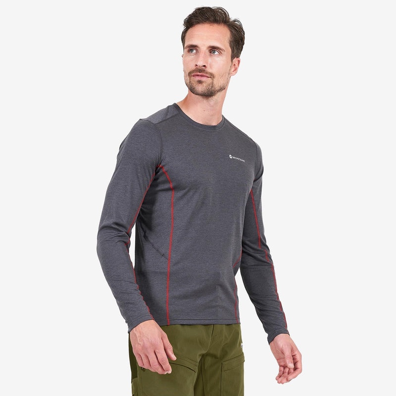 Montane Dart Long Sleeve T-Shirt Herre Mørkegrå | 0749268-SP