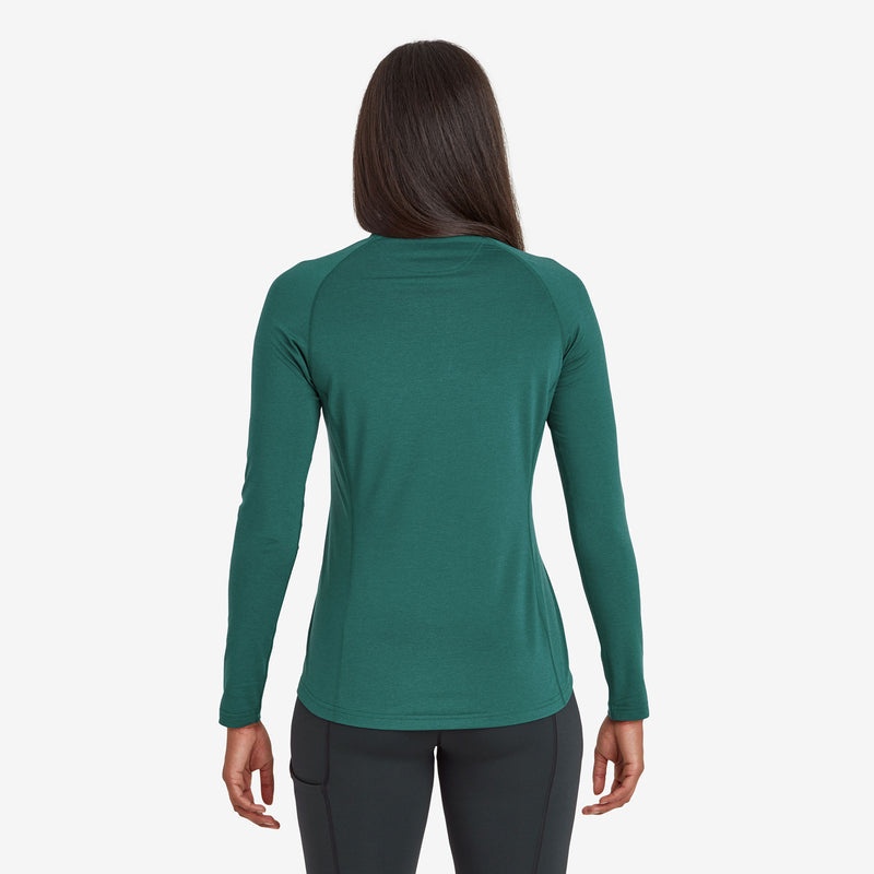 Montane Dart Thermo Zip Neck T-Shirt Dame Mørkegrøn | 5601739-ZG