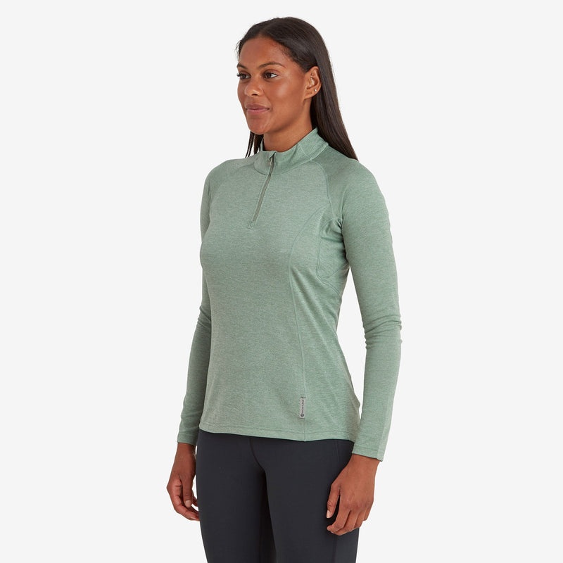 Montane Dart Zip Neck T-Shirt Dame Grøn | 0618759-DG