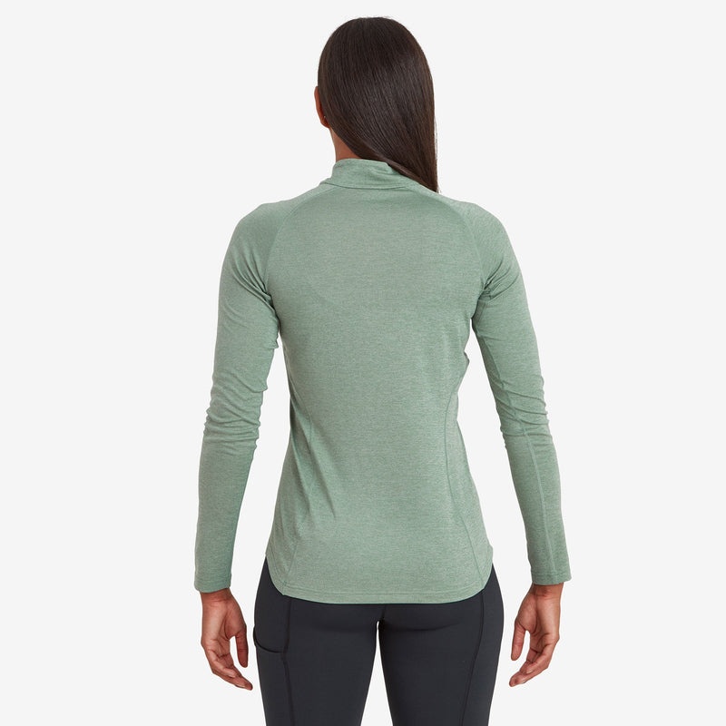 Montane Dart Zip Neck T-Shirt Dame Grøn | 0618759-DG