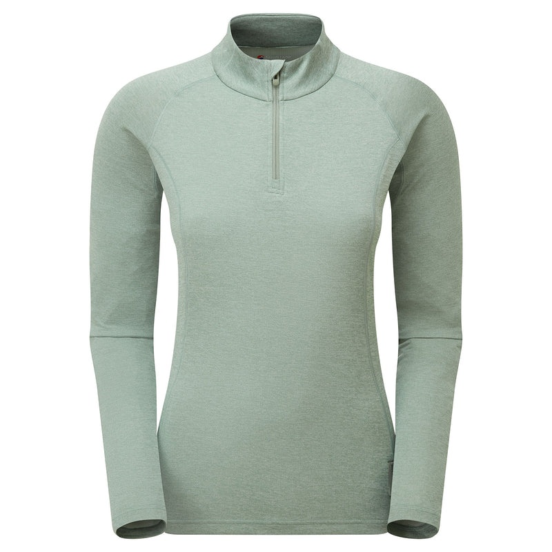 Montane Dart Zip Neck T-Shirt Dame Grøn | 0618759-DG