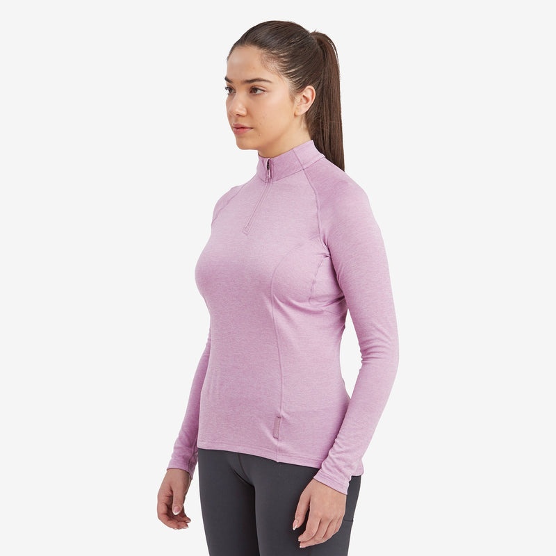 Montane Dart Zip Neck T-Shirt Dame Lilla | 6189725-XW