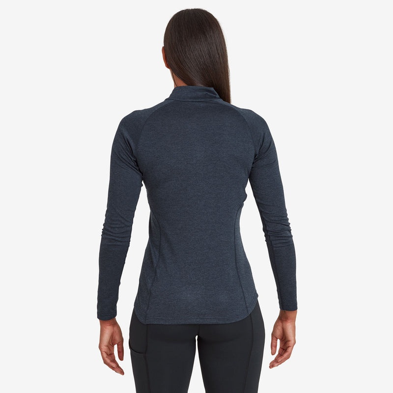 Montane Dart Zip Neck T-Shirt Dame Mørkeblå | 5201348-HD