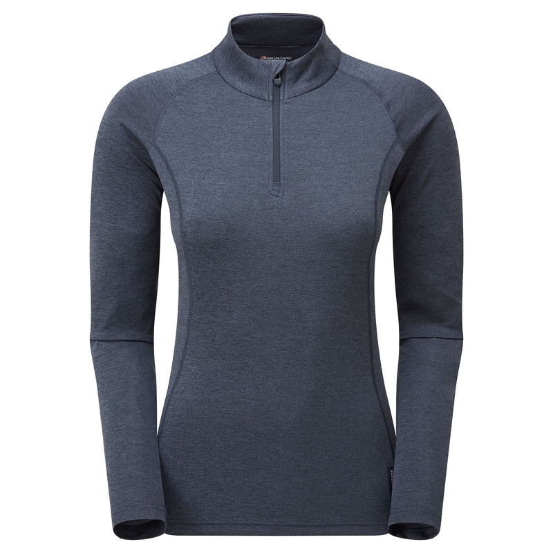 Montane Dart Zip Neck T-Shirt Dame Mørkeblå | 5201348-HD