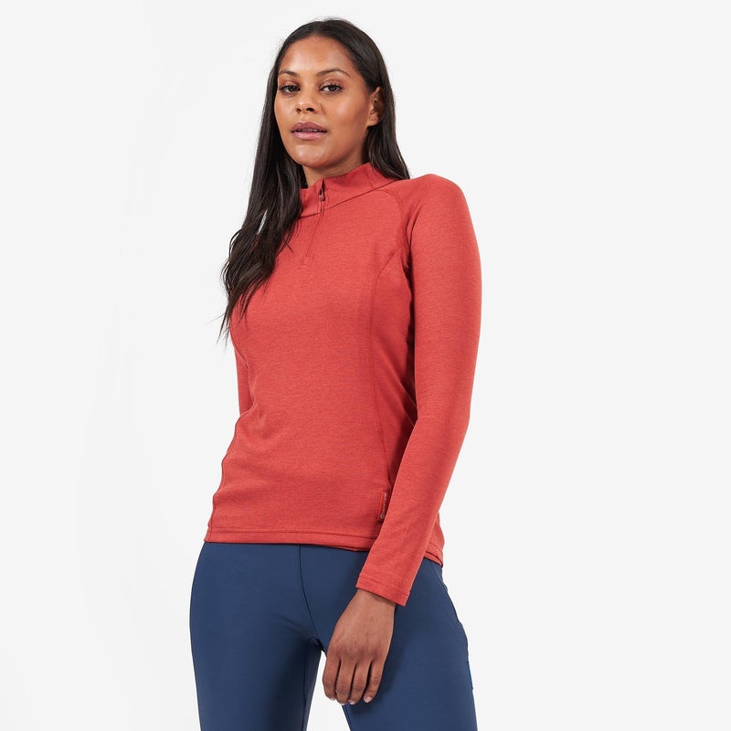 Montane Dart Zip Neck T-Shirt Dame Orange | 6142759-YF