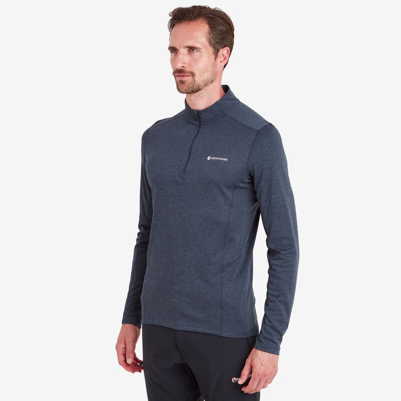 Montane Dart Zip Neck T-Shirt Herre Mørkeblå | 2871645-BN