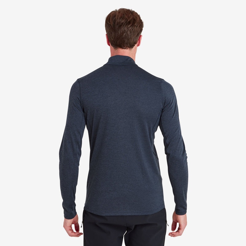 Montane Dart Zip Neck T-Shirt Herre Mørkeblå | 2871645-BN