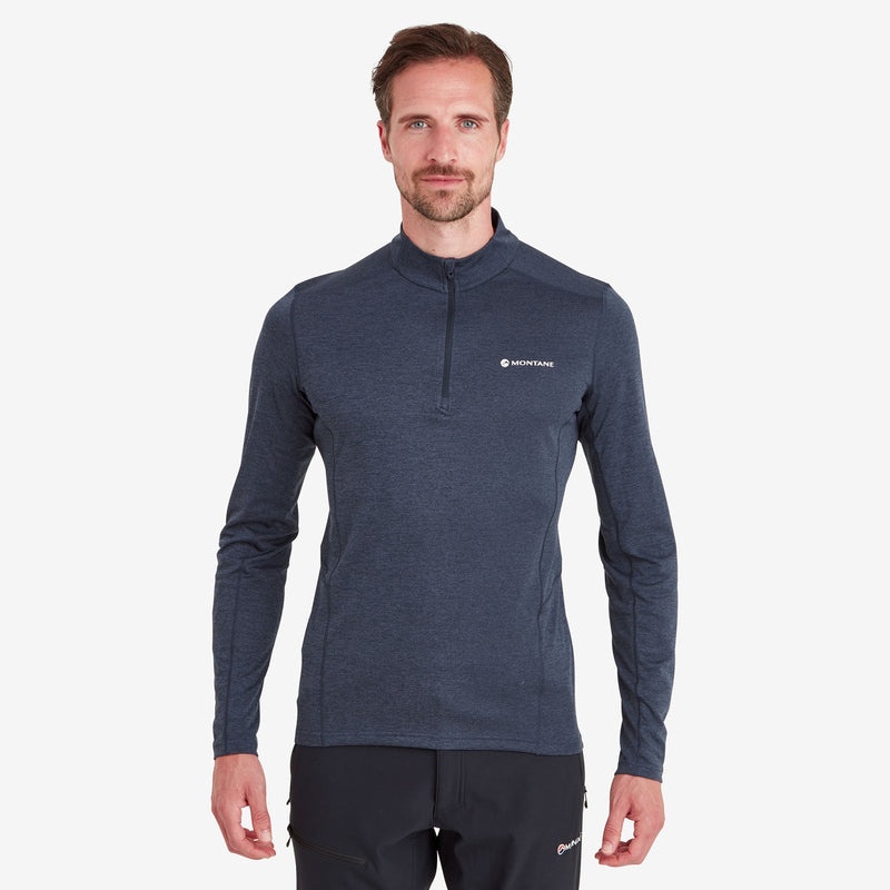 Montane Dart Zip Neck T-Shirt Herre Mørkeblå | 2871645-BN