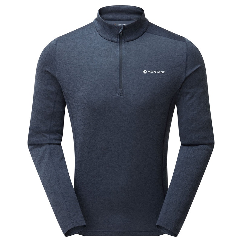 Montane Dart Zip Neck T-Shirt Herre Mørkeblå | 2871645-BN