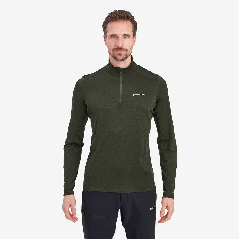 Montane Dart Zip Neck T-Shirt Herre Mørkegrøn | 1063479-LR