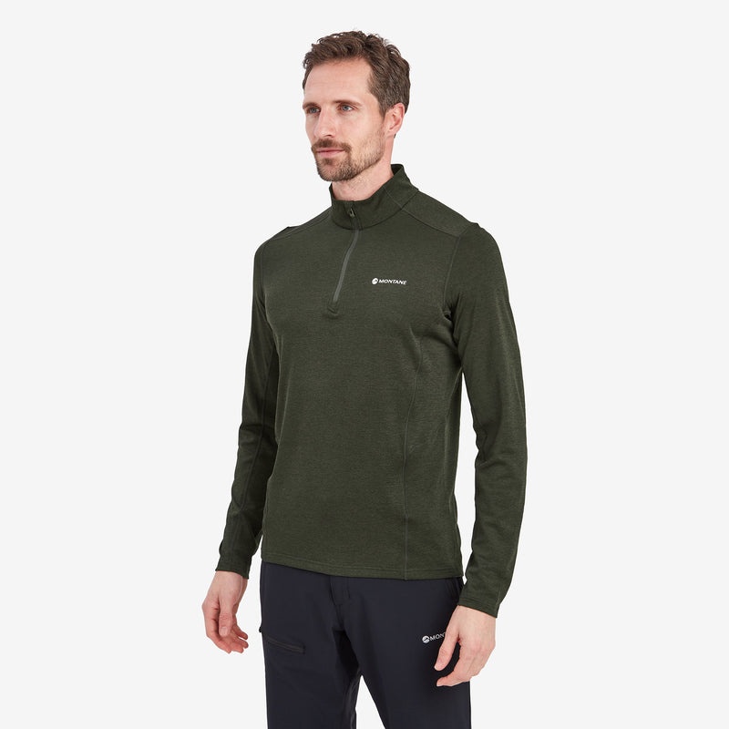 Montane Dart Zip Neck T-Shirt Herre Mørkegrøn | 1063479-LR