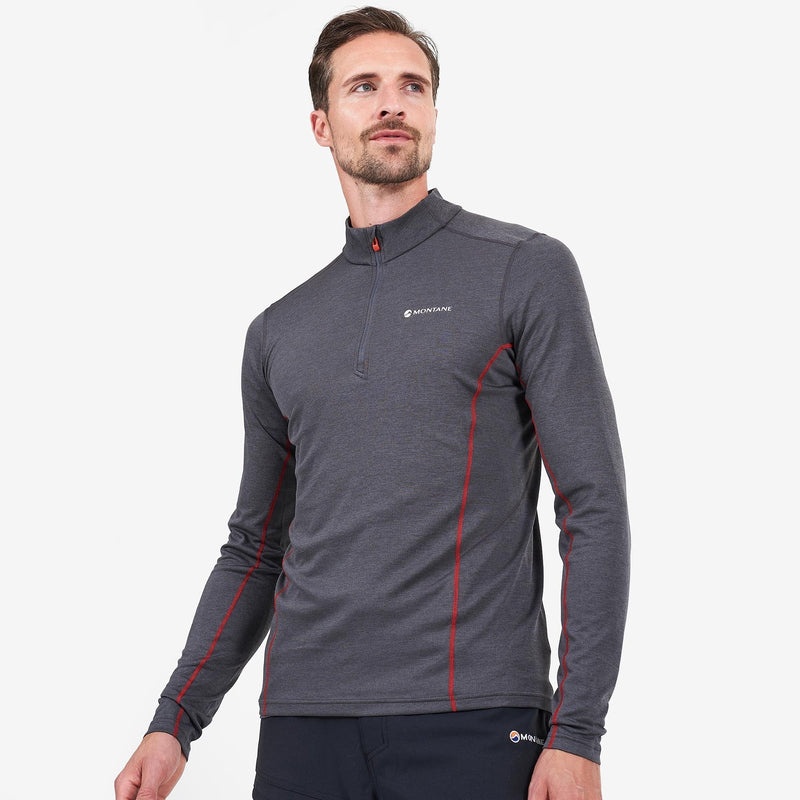 Montane Dart Zip Neck T-Shirt Herre Mørkegrå | 1865029-CO