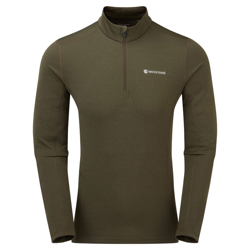 Montane Dart Zip Neck T-Shirt Herre Mørkegrøn | 1350872-PM