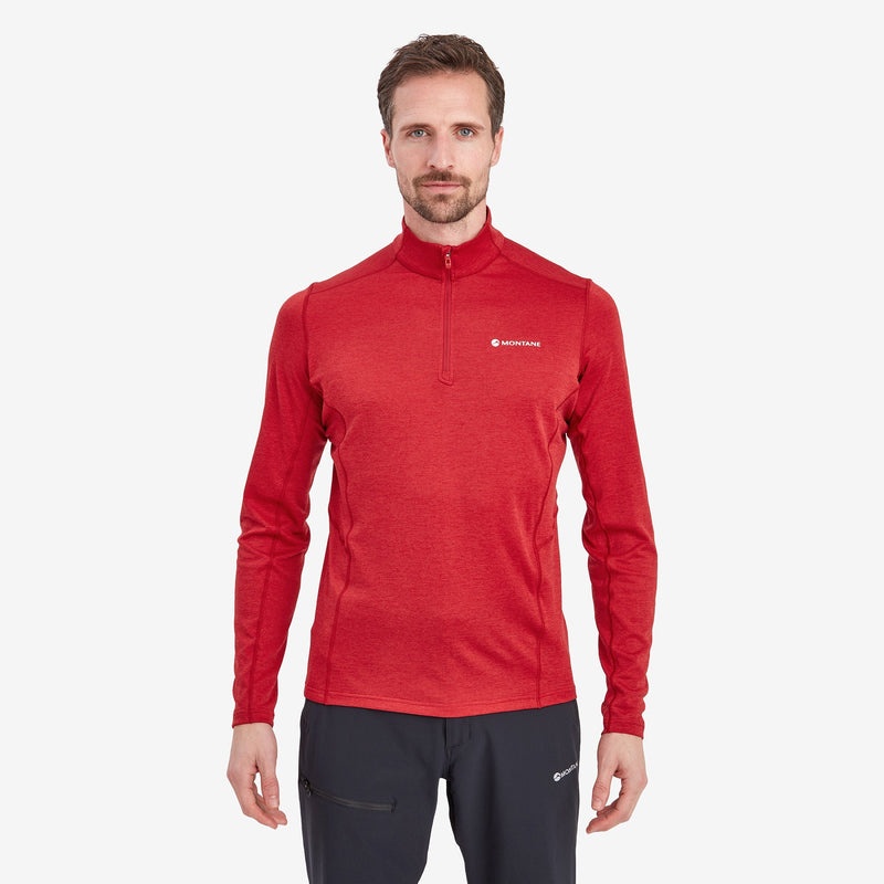 Montane Dart Zip Neck T-Shirt Herre Rød | 8906274-CR