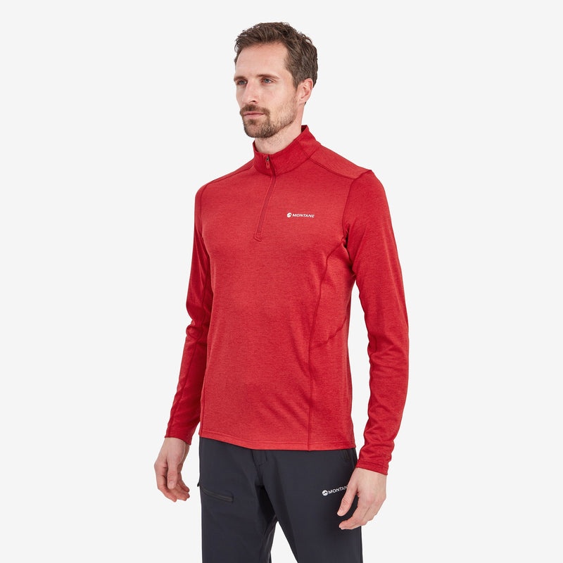 Montane Dart Zip Neck T-Shirt Herre Rød | 8906274-CR