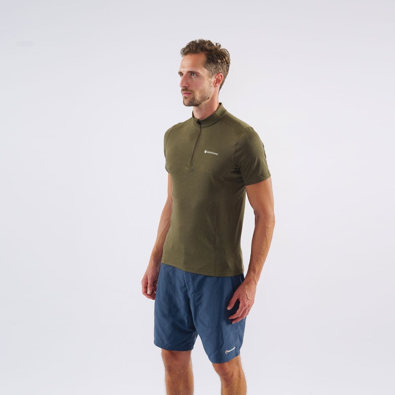 Montane Dart Zip T-Shirt Herre Mørkegrøn | 3894267-EL