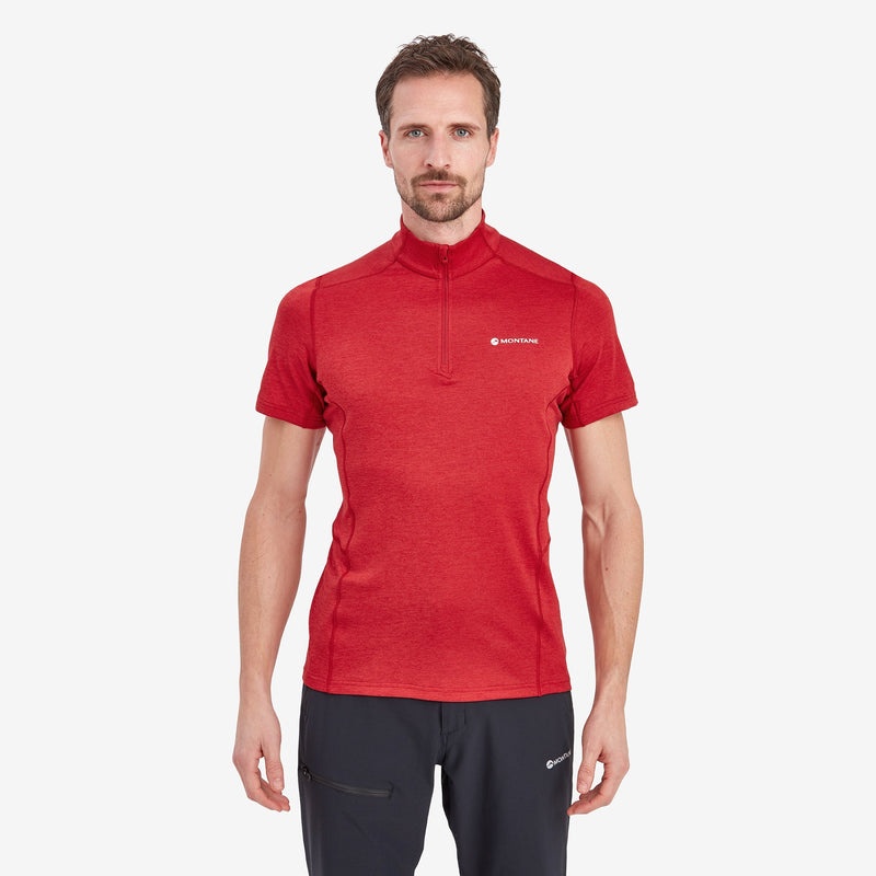 Montane Dart Zip T-Shirt Herre Rød | 9856240-HM