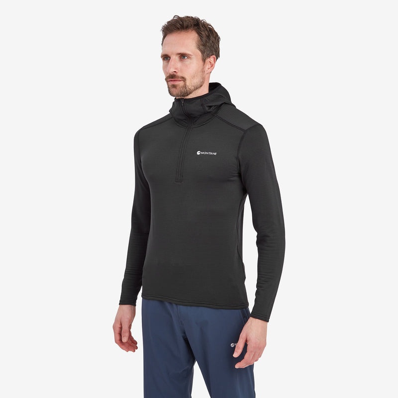 Montane Protium Lite Pull On Fleece Hættetrøje Herre Sort | 9475382-DP